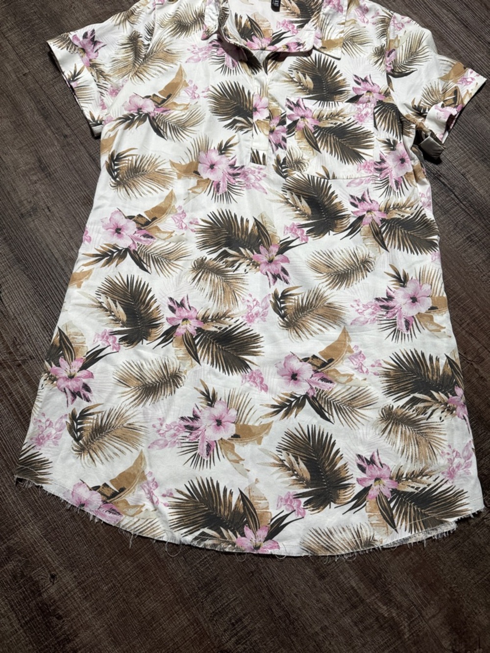 Kut from the Kloth Floral Button-Up Shirt Dress - Pink & Tan - Picture 4 of 9